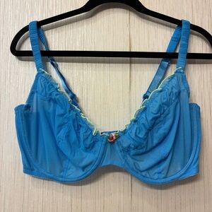 Cacique 40DD Mesh Ruffle Bra Blue